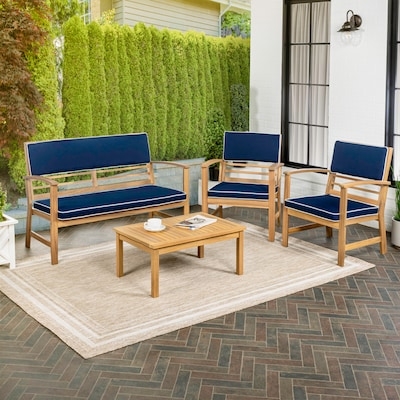 Minimalist Modern Slatted Wood Patio Conversation Set