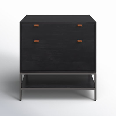Minimalist Two Drawer File Cabinet in Warm Wood Finish