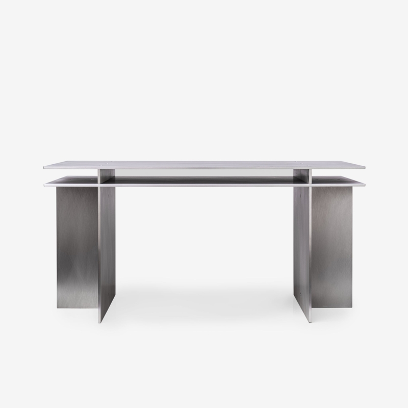 Minimalist Wood Writing Desk with Integrated Storage Slot and Slim Profile