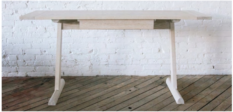 Minimalist Writing Desk featuring Thick Top and Trestle Base