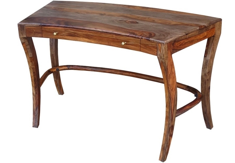 Minimalist Writing Desk Single Drawer Swirling Grain Splayed Legs