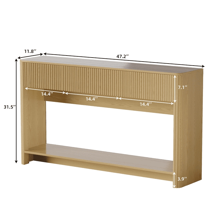 Minimalist Writing Desk with Open Lower Shelf and Three Drawers