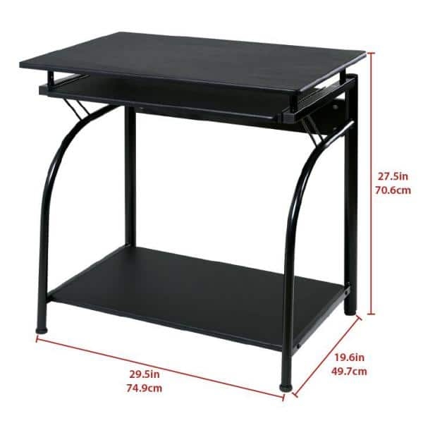 Mobile Computer Desk with Side Shelf and Tray, Compact Footprint