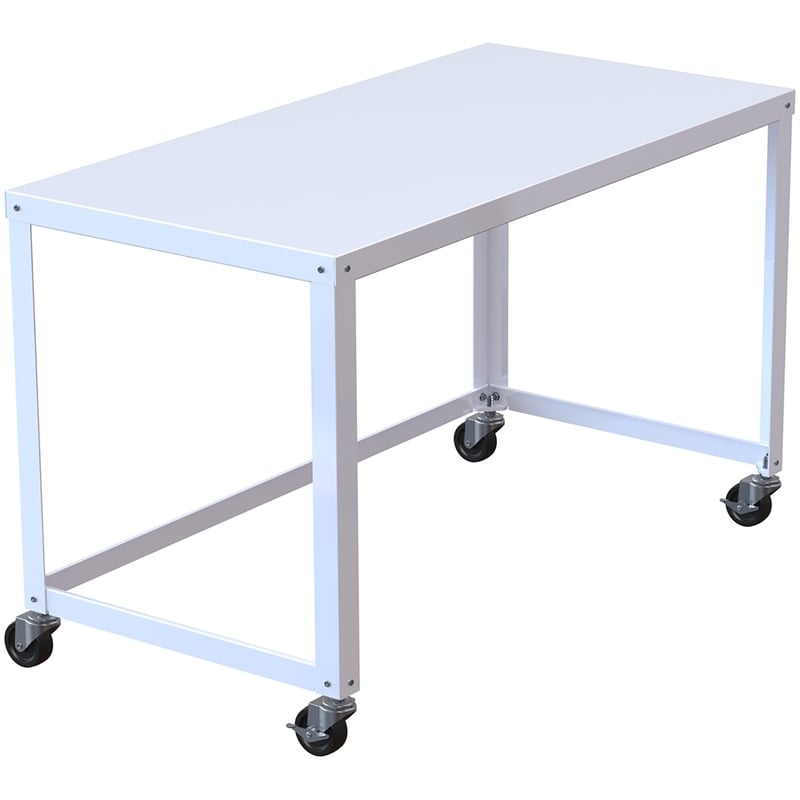 Mobile Desk Metal, Locking Casters with Dual-Tier Shelf