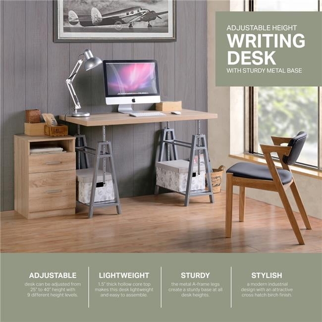 Mobile Laptop Desk with Adjustable Height and Gray C-Shaped Base