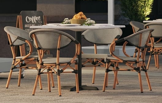Modern Black Patio Dining Chair Matte Finish Slatted Metal Design
