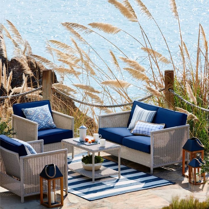 Modern Coastal Low Profile L-Shaped Outdoor Sectional