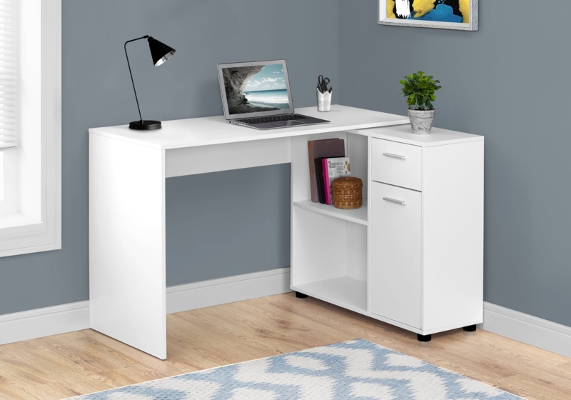 Modern Compact L-Shaped Desk with Integrated Storage Cabinet