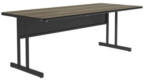 Modern Desk with Wood Toned Top & Integrated Power Outlet