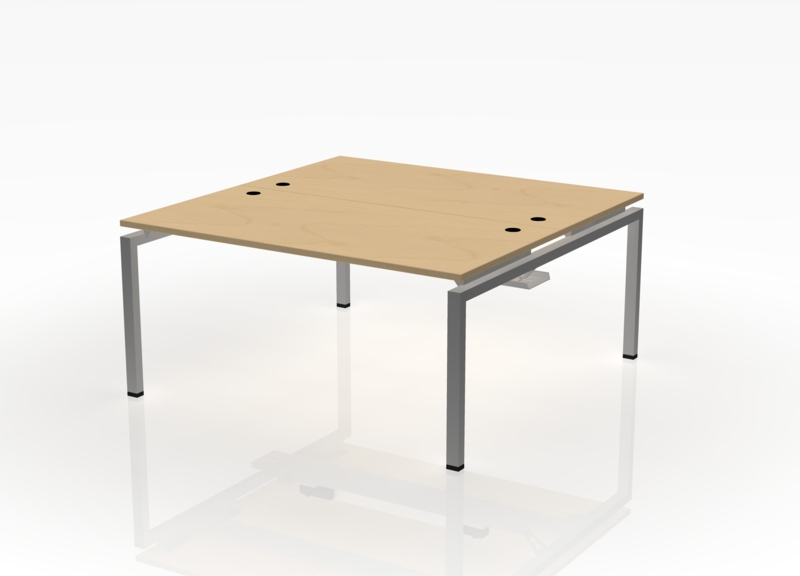 Modern Dual Workstation Office Desk with Silver Metal Frame