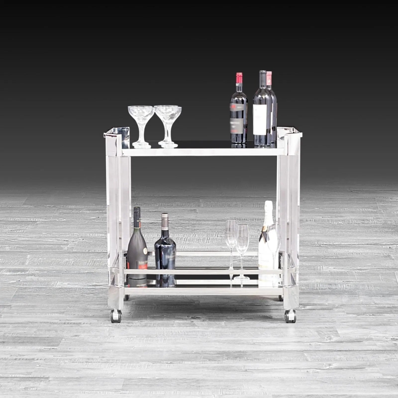 Modern Glam Bar Cart with Interlocking Circular Frame Design
