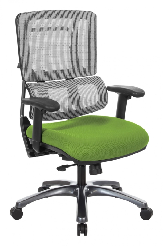 Modern Office Chair with Green Upholstery and Adjustable Lumbar Support