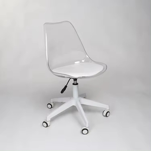 Modern Small Space Desk Chair, Integrated Handle Cutout and Metal Base