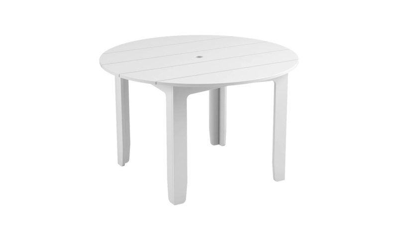 Modern White Outdoor Dining Table Round Resin Tapered Pedestal