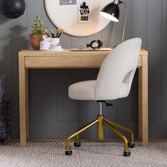 Modern Writing Desk in Warm Sand Finish with Tapered Legs