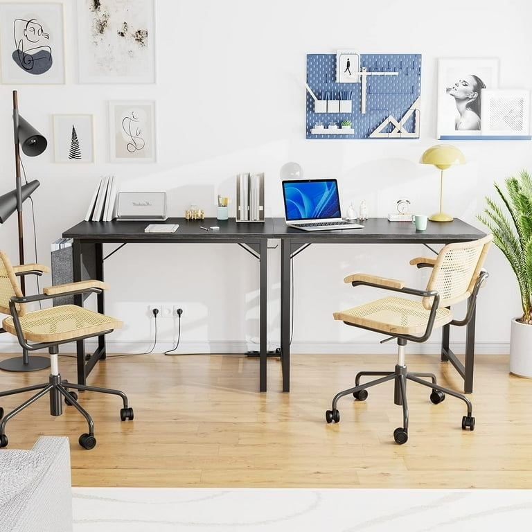 Modern Writing Desk Light Oak with Side Pocket Hooks