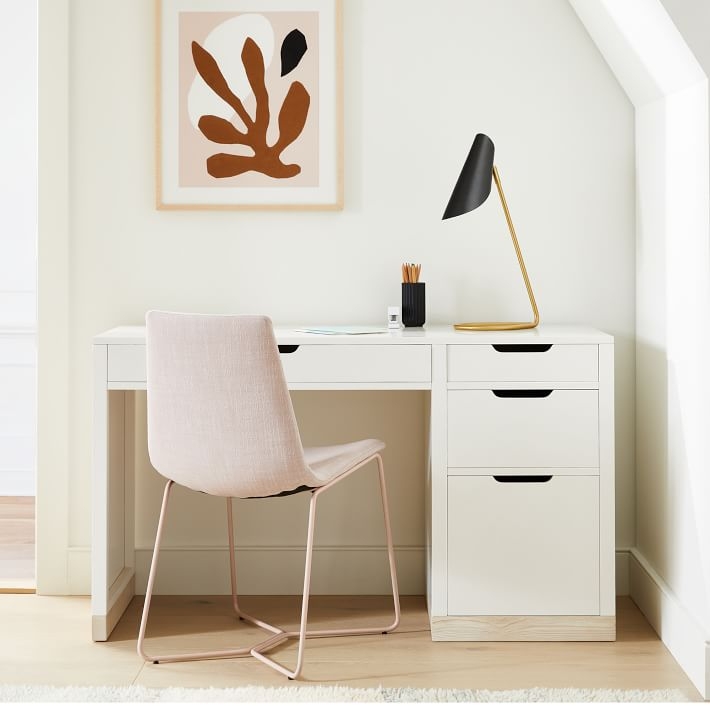 Modern Writing Desk Two-Tone Finish Three Drawers Scandinavian Style