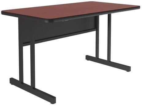 Modern Writing Desk with Thick Top & Silver Loop Legs