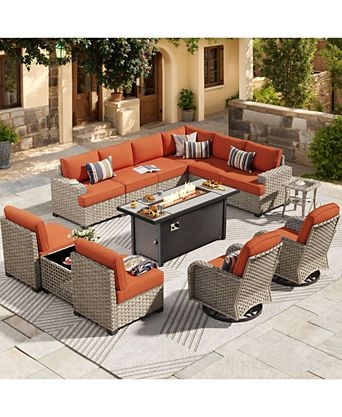 Modular Outdoor Sectional Espresso Wicker L-Shaped Design.