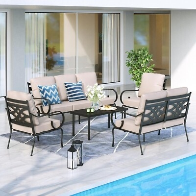 Modular Patio Sectional Set with Grey Cushions for Poolside Lounging