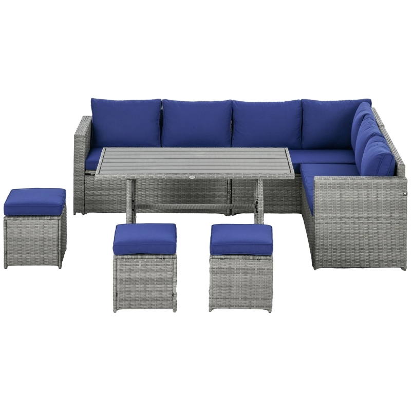 Modular Sectional Sofa featuring Corner Storage and Dark Blue Cushions