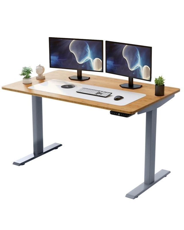 Motorized Standing Desk Black Bamboo with Digital Keypad