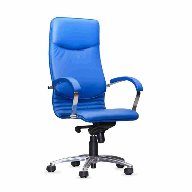 Navy Blue Leather Office Chair, Traditional Tufted Backrest