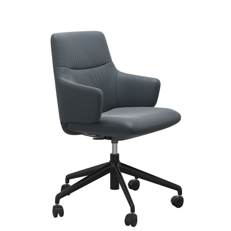 Navy Blue Office Chair with Integrated Arms and Matte Base