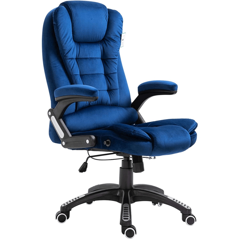 Navy Blue Velvet Executive Chair, Plush Segmented Padding
