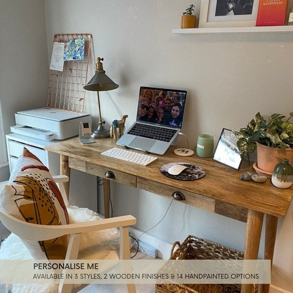 Nordic Style Writing Desk with Cut Out Handles and Splayed Legs