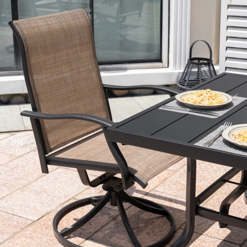 Nuu Garden Black Iron 5-Piece Patio Dining Set with Swivel Chairs and  Square Table SID020-01 at