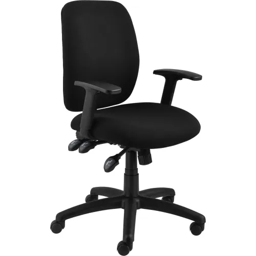 Office Chair Adjustable T-Style Arms Mid-Back Upholstered Fabric Matte
