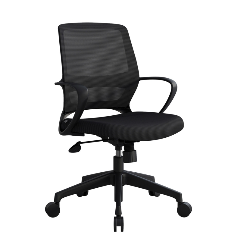 Office Chair, All-Black Frame with Mesh Back and Loop Armrests
