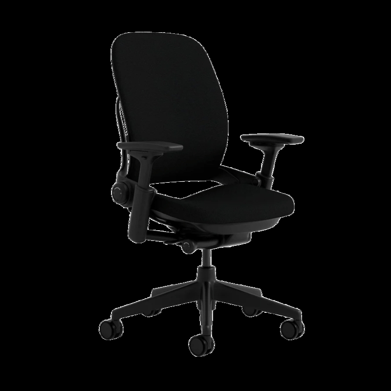 Office Chair All Black Monochrome Adjustable T Arms Contoured Back