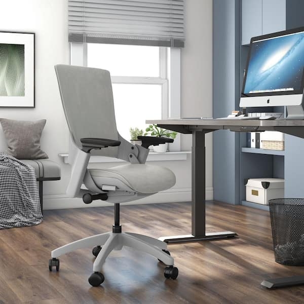 Office Chair All Mesh Design Monochromatic Gray Adjustable Headrest