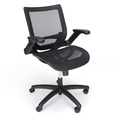 Office Chair, All-Mesh Seat and Back, Flip-Up Arms