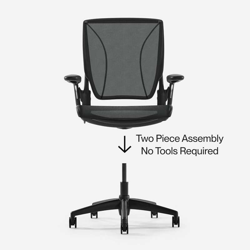 Office Chair All Mesh Seat Monochromatic Black Lumbar Curve Task