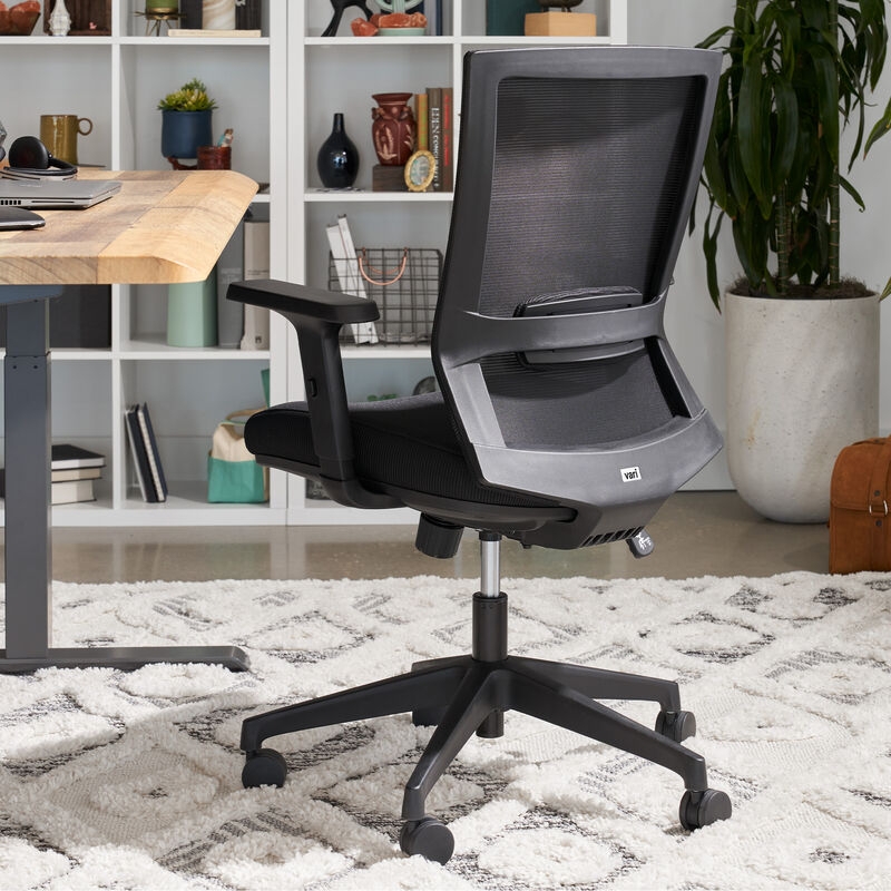 Office Chair Armless Charcoal Upholstered Contoured Minimalist Seating