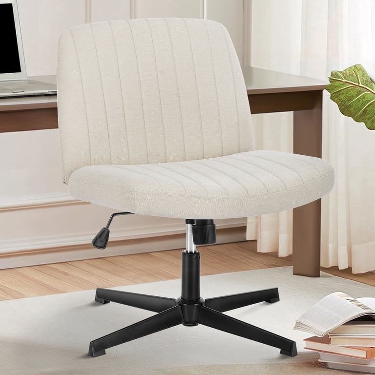Office Chair Armless Criss Cross Wide Seat Stationary Base Beige
