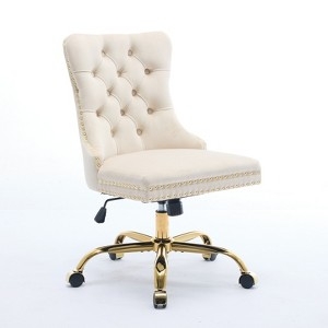 Office Chair Armless Design Open Back Gold Base Polished Finish