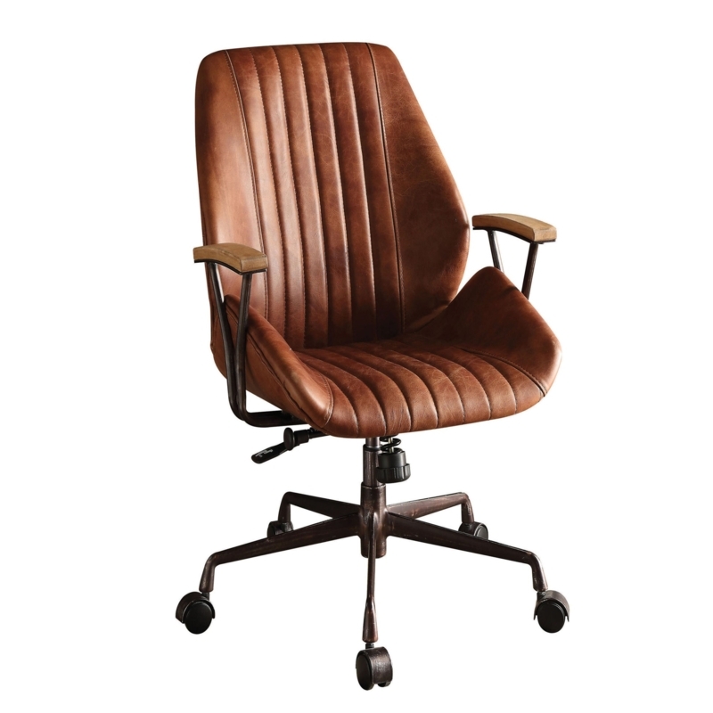 Office Chair Armless Silhouette Cocoa Brown Channel Tufted Desk Seating