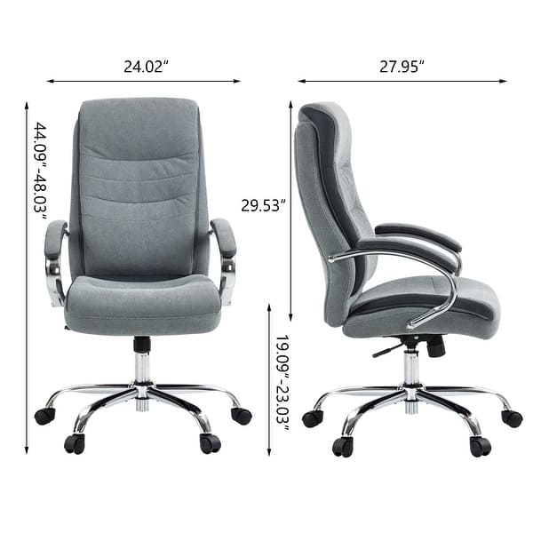 Office Chair Beige Fabric Upholstery High Back Integrated Arms Black