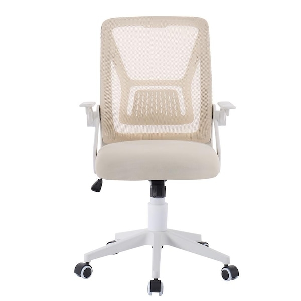 Office Chair, Beige Mesh Back & Adjustable Arms, Beige Mesh Office Chair
