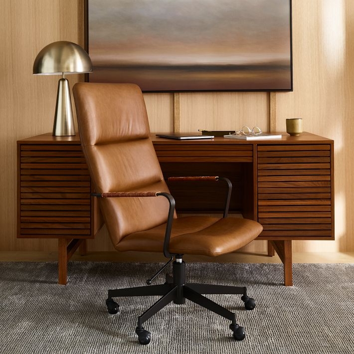Office Chair Bentwood High Back Swivel Chair Dark Bronze Base