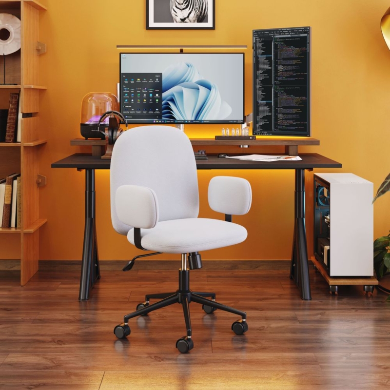 Office Chair Bentwood Shell Wrap-Around Arms Minimalist Style