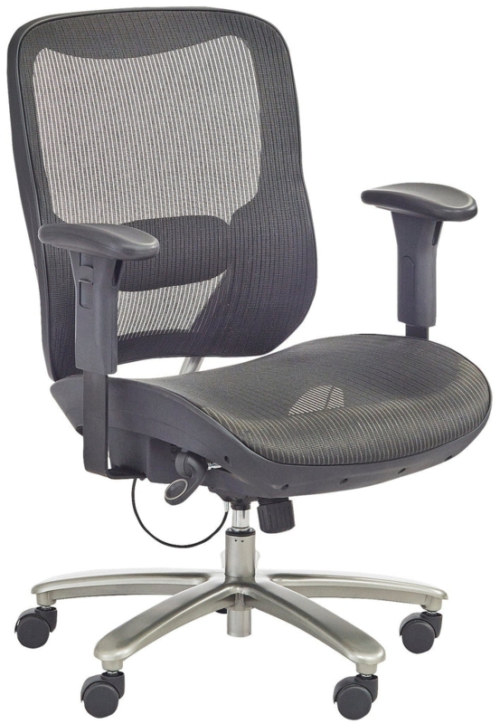 Office Chair, Black All-Mesh, Broad Frame, Adjustable Arms