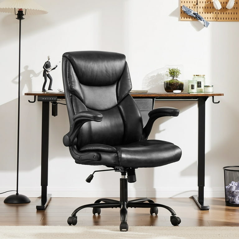 Office Chair Black Ergonomic High Back Contour Flip-Up Arms