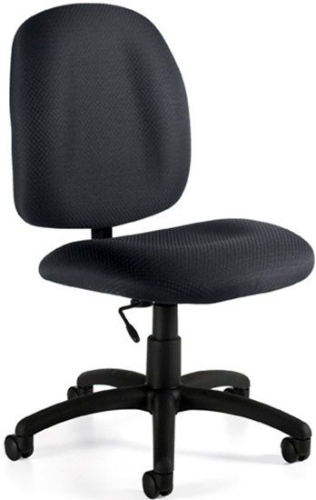Office Chair Black Fabric Armless Silhouette Compact Task Design