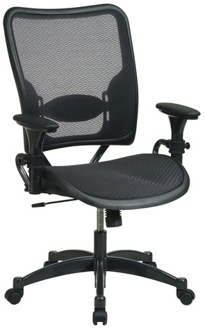 Office Chair, Black Grid Mesh Back, Padded Seat, Adjustable Arms