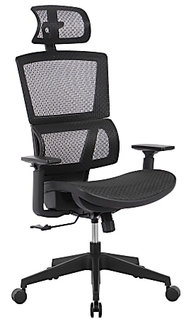 Office Chair, Black High-Back Mesh, Integrated Headrest